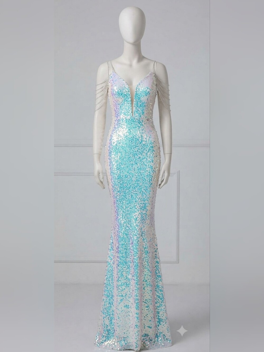 Glamorous Sequin Prom Dress - Blue and Pink - Picture 15 of 15